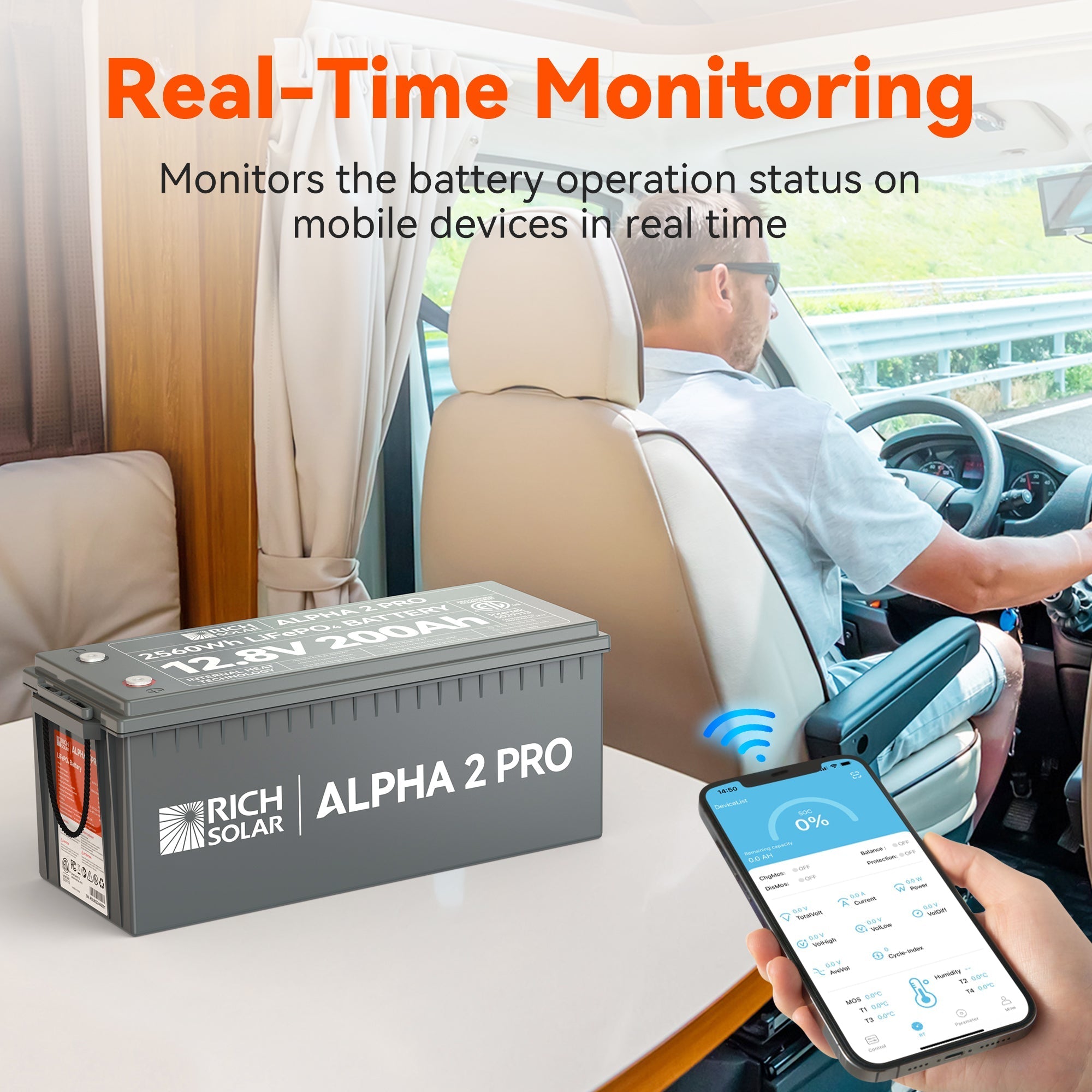 ALPHA 2 PRO 12V 200Ah LiFePO4 Battery for RVs, Vans | UL Certified