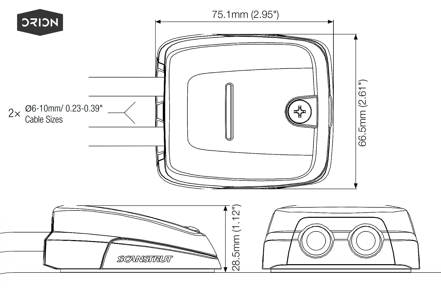 Scanstrut DS-HD10-BLK Double Cable Seal