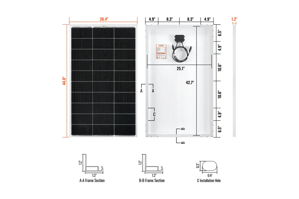 Rich MEGA 150 Watt 12v Solar Panel