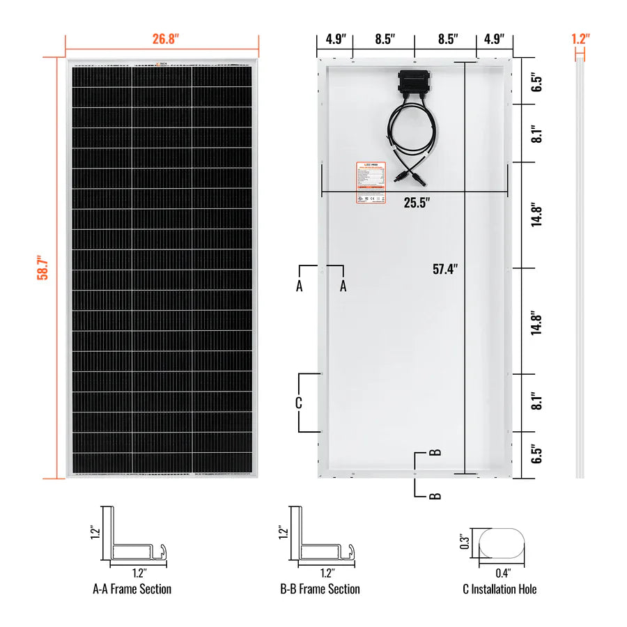Rich MEGA PRO 200 Watt 24v Solar Panel | UL Certified