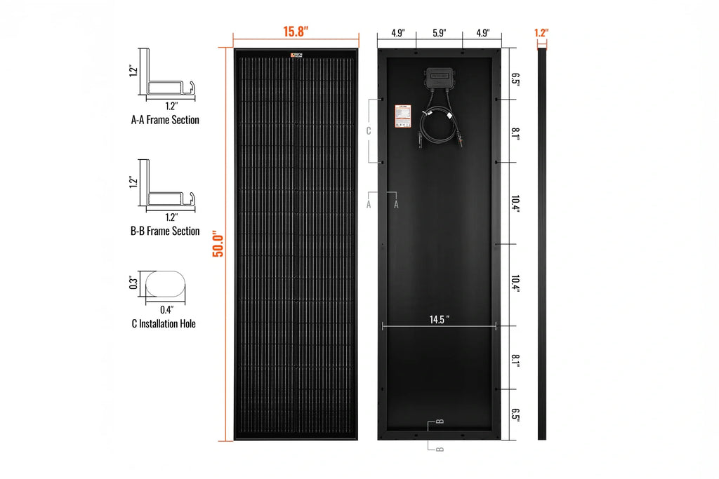 Rich MEGA 100 Watt Slim Solar Panel | 12v